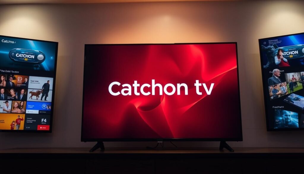 A sleek, modern television displaying the "Catchon tv" logo, set against a backdrop of streaming service interfaces and UI elements. The screen showcases high-definition, vivid imagery with minimal compression artifacts, reflecting the exceptional streaming quality. Soft, directional lighting illuminates the television, creating depth and dimension. The overall atmosphere conveys a sense of technological sophistication and a premium viewing experience. A sleek, modern television displaying the "Catchon tv" logo, set against a backdrop of streaming service interfaces and UI elements. The screen showcases high-definition, vivid imagery with minimal compression artifacts, reflecting the exceptional streaming quality. Soft, directional lighting illuminates the television, creating depth and dimension. The overall atmosphere conveys a sense of technological sophistication and a premium viewing experience.